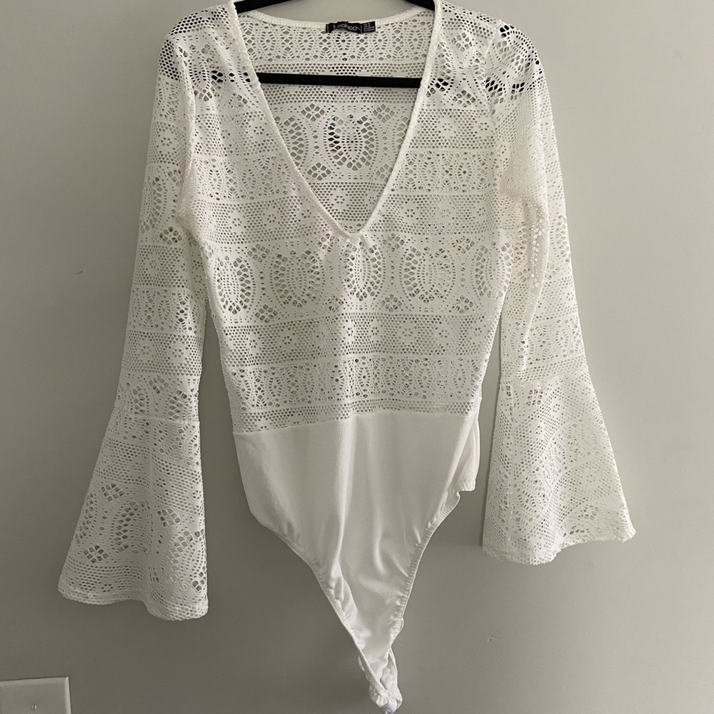 White crochet bodysuit